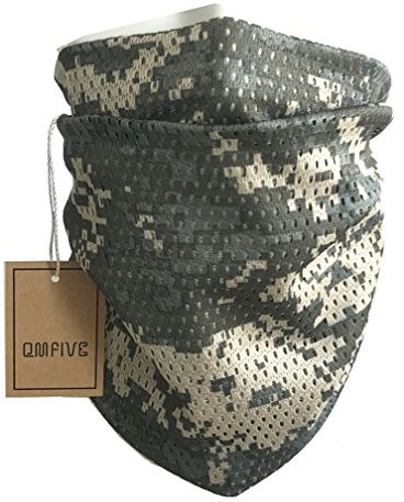 QMFIVE Écharpe tactique camouflage, hommes et femmes unisexe multi-usages bandeau militaire style tête wrap face mesh pour Airsoft, combat, chasse, alpinisme Activité de plein air (ACU)