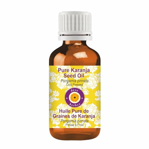 Deve Herbes Pure Karanja Seed Oil (Pongamia pinnata) Non-Sticky | Non-Greasy | For Skin, Hair, Massage & DIY Use 30ml