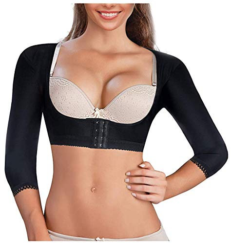 Chumian Damen Oberarme Schlanker Shaper Post Chirurgisch Kompression Ärmel Haltungskorrektur Figurformende Shapewear Körperhaltung Korrektor Nahtlose Shaping-Effekt Top, Schwarz, S