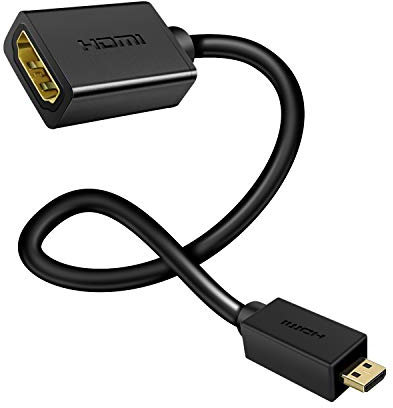 Techrum Micro HDMI to HDMI Adapter, Micro HDMI to HDMI Cable 20cm (Male to Female), Support 4K@60Hz,3D with Golden Plated Connectors for Raspberry Pi 4, GoPro HERO (1 Pack)