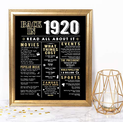 Katie Doodle Partydekoration der 1920er Jahre Great Gatsby Roaring 20s Party Decorations Supplies Decor Tafelaufsatz | inklusive Schild Back in 1920 [ungerahmt], Schwarz und Gold