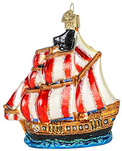 Old World Christmas Piratenschiff, Glas, Weihnachtsbaumschmuck, inkl. Box 46089