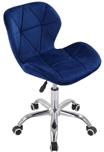 Charles Jacobs Home Office Swivel Computer Desk Chair with a Height Adjustable Chrome base and Wheels - Blue Velvet