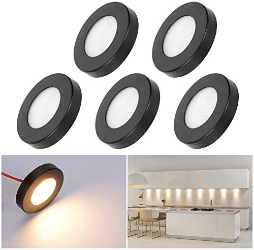 Elitlife 5er Mini LED Einbaustrahler Set, 3W Warmweiß Schwenkbar COB Deckenspots Aluminium [Energieklasse A+++] - Schwarz