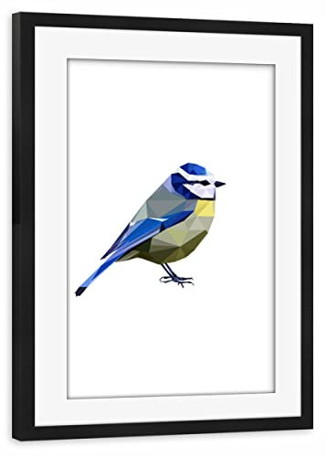 artboxONE Poster mit Rahmen schwarz 60x40 cm Blaumeise - Meise heimischer Vogel von FjöllArt - gerahmtes Poster