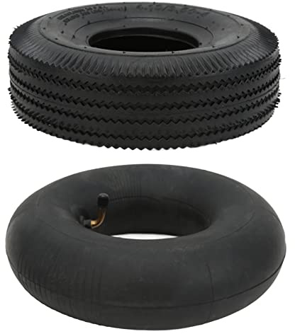 Alomejor 4.10‑3.50‑4 Neumático para Cámara de Aire Neumático Exterior Interior de Caucho Engrosado para Triciclos Eléctricos Carros Remolques de Jardín Cortacéspedes