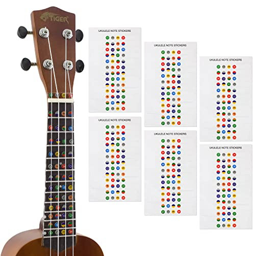 TIGER UKE-6-STICKER Farbcodierte Griffbrettaufkleber 6 Stück