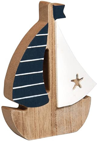 Rayher Segelboot aus Holz, 9 x 1,8 x 12 cm, perfekt für maritime Dekorationen, Miniatur-Schiff, Deko- Boot, 46639999, Bunt