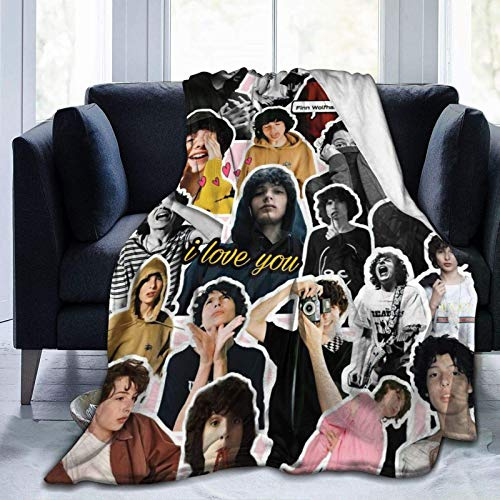 Finn Wolfhard Flanell-Fleecedecke, superweich, gemütlich, Plüsch, Mikrofaser, Marineblau, leicht, Thermo-Fleece, für Couch, Sofa, Bett, alle Jahreszeiten, 152,4 x 127 cm