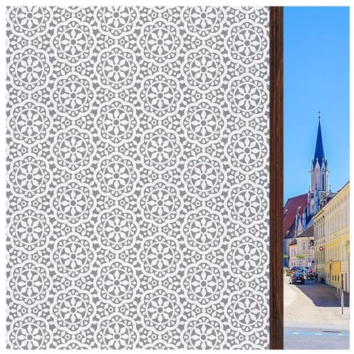 Concus-T Window Film Patterned Privacy Window Sticker Static Cling Vinyl Decorative Glass Covering Thermal Film for Windows Doors, 60 × 400 cm