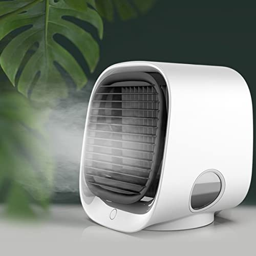Mini Refroidisseur d'air USB Climatiseur Portable Ventilateur, Humidificateur Fan de Bureau Silencieux pour Maison Dortoir, Climatisation Mobile Purificateur Air Personnel, 3 Vitesses White