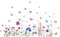 Wandtattoo Garten Blumen Wandaufkleber, Vögel Schmetterlinge Blume Wandsticker, DIY Wandaufkleber, Babyzimmer Kinderzimmer Schlafzimmer Wanddeko (Purple)