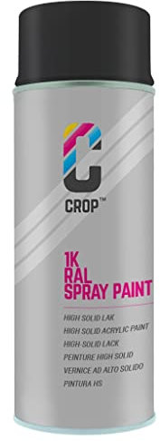 CROP Peinture en bombe RAL 9017 Noir Signalisation - Couverture élevée, Séchage rapide, 100% inaltérable - Auto, Moto & Bricolage - Mate - 400ml