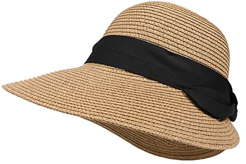 EUBEISAQI Women Sun Straw Hat | Women's Foldable Floppy Hat - Wide Brim Sun Protection Straw Hat, UV Protection Beach