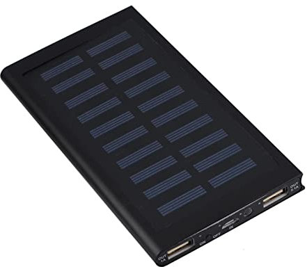 Chargeur Solaire, Batterie Externe Solaire Portable 10000 MAh avec Deux Sorties USB 5 V Chargeur De Batterie Externe pour Tous Les Téléphones Portables, Tablettes Appareils électroniques(Noir)