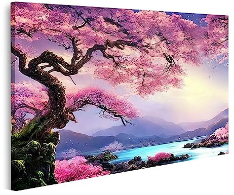 islandburner Tableau sur Toile Beau Paysage Parc Japonais Arbre Fleur De Cerisier Cadre Affiche Poster Murale Tableaux