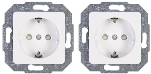 Kopp 112613086 Europa Schutzkontakt-Steckdose mit erhöhtem Berührungsschutz,1 Fach,Weiss (Packung mit 2)