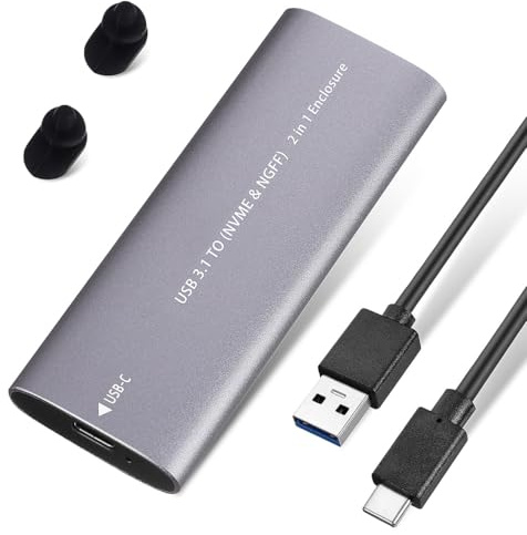 Gatuida USB C External SSD Enclosure with Dual Protocol for Nvme M.2 Ssd, Portable Aluminum Alloy Case Featuring Fast Data Transfer and Intelligent Hibernation Technology, for Daily