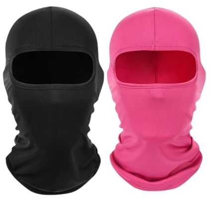 Black Pink Balaclava Ski Mask Head Mask Full Face Mask Windproof Sun UV Protection Hood for Women Men