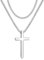 Moguri Collana da uomo a forma di croce in acciaio inox da 60 cm, con ciondolo a forma di croce argentata, per ragazzi, contiene 1 catena di ricambio lunga 45 cm