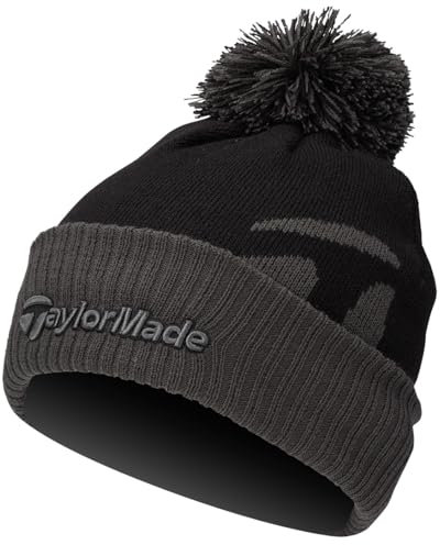 TaylorMade Herren Tm Bobble, 2024 Beanie-Mütze, Schwarz, Einheitsgröße
