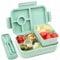 Bugucat Brotdose Kinder mit Fächern 1300ML, Auslaufsicher Lunchbox Kinder, Bento Box mit Besteckset, Brotdose für Erwachsene,Vesperdose Frühstücksbox für Mädchen & Jungen Grün