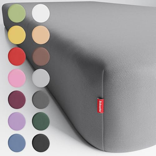 Schuette® Spannbettlaken • 140x200 cm • Wow! Kollektion: Shades of Earl Gray (Dunkelgrau) • 100% Superfluff Baumwolle, Blickdicht, Faltenfrei • mit Rundumgummi • Matratzenhöhe bis 25 cm