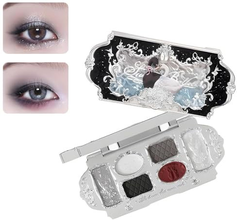 New Swan Ballet Eyeshadow, Swan Ballet Series 6 Color Eyeshadow Palette, Shimmer Matte Eyeshadow Palette. (black)