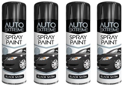 PNJB All Purpose Satin Aerosol Spray, Clear Durable Appearance, High Performance, Fast Drying Solution, High Performance, Multipurpose Black Satin Aerosol 250 ml (4 Pcs)