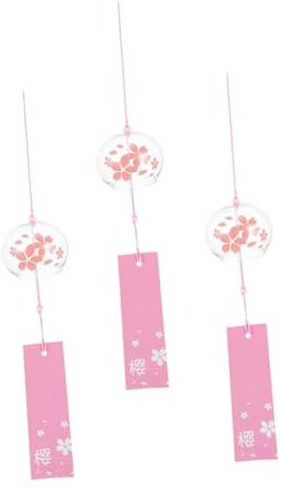 Elegante Windspiele Kirschblüten Hängedeko aus Glas, 3 Stück Rosa