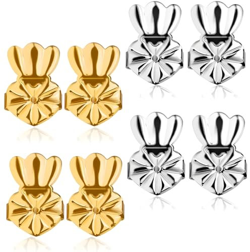 YOCDNOV 4 Paar Ohrringheber Magische - Einstellbare Ohrring Lifter Ohrmuschelheber Hypoallergen Earring Lifters Ohrringaufzüge für Heber zum Anheben von Ohrläppchen(Gold*2+Silber*2)