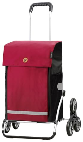 Andersen Einkaufstrolley - klappbar - 61 Liter - Treppensteiger - Aufhängung für Einkaufswagen - belastbar 50 kg - Aluminium - Trolley - Rad Ø 3 x 13 cm - Cargo Shopper XXL Martje rot