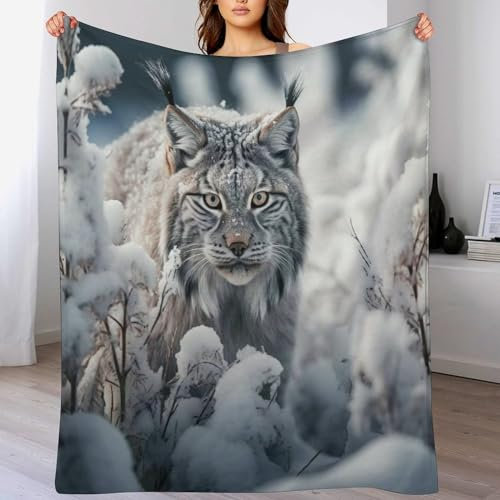 Luchs Flannel Fleece Wohndecken Kuscheldecken, Superweiche, Flauschige, Warme Mikrofaser Decke Für Schlafcouch, (130×150cm)