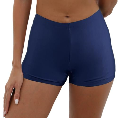 QEEUIFT Damen Badeshorts Damen Bademode Bauchkontrolle Schwimmshorts Schnell Trocknend Boardshorts Schwimmunterteil Damen Badeshorts Kurze Badehose Wassersport Boardshorts Schwimmhose(Marineblau)