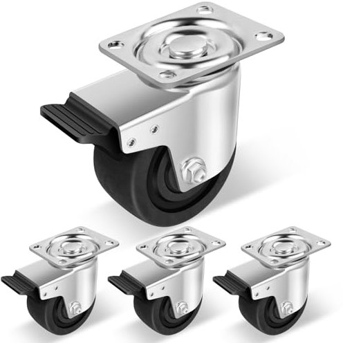 Humagineer Ruedas para Muebles Pesados 100mm, 360 Grados Ruedas Giratorias con Freno, Nylon Bajo Centro de Gravedad Ruedas Carga 3000KG, Ruedas para Mover Muebles, Mesa de Centro, Taller, Set de 4