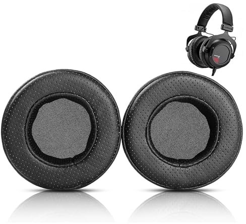 Ersatz-Ohrpolster kompatibel mit Beyerdynamic Custom One Pro Plus Kopfhörer Ohrpolster mit perforiertem Protein-Leder und Memory-Schaum