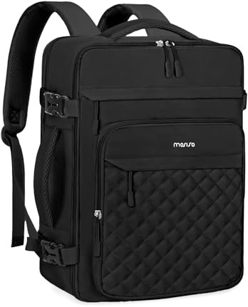 MOSISO 16 pollici Zaino Viaggio Laptop Donna e Uomo, 15-15.6 pollici | Trapuntato a Rombo Approvato il Volo con Cubi di Imballaggio, Zaino con Porta USB Universita, Lavoro e Affari, Nero