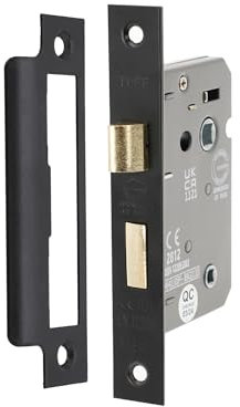 Fire Rated Bathroom Door Locks CE BS Rated 3 Lever 63mm or 75mm (Matt Black, 63mm)