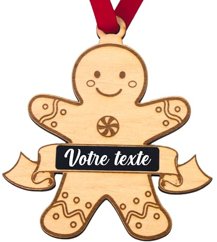 ERNESTINE - Weihnachtskugel personalisierbar Lebkuchen – einzigartiges Familiengeschenk – personalisierbare Weihnachtsplatzmarke – personalisierte Weihnachtskugel aus Holz – Lebkuchen Weihnachtsbaum