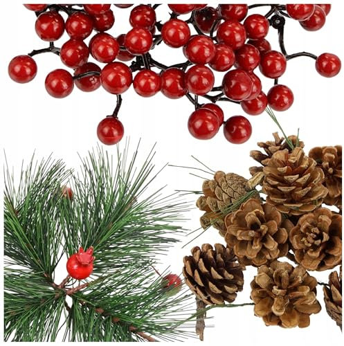 STYLIZER Rote Beeren Deko Weihnachten Beerenzweig Künstlich Künstliche Beerenzweige für Adventskranz Tischdeko Dekorative Künstliche Hagebutten Ideal für Trockenblumen (Vogelbeere, Lebensbaum, Zweige)