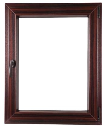 ALUCON Fenster 700x900 mm – Kunststofffenster 70x90 cm – Flügelfenster Innen Mahagoni/Außen Mahagoni – DIN Rechts