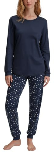 CALIDA Midnight Dreams Bündchen-Pyjama Damen | Schlafanzug mit Bündchen, weiche Interlock-Qualität und angenehm wärmender Komfort