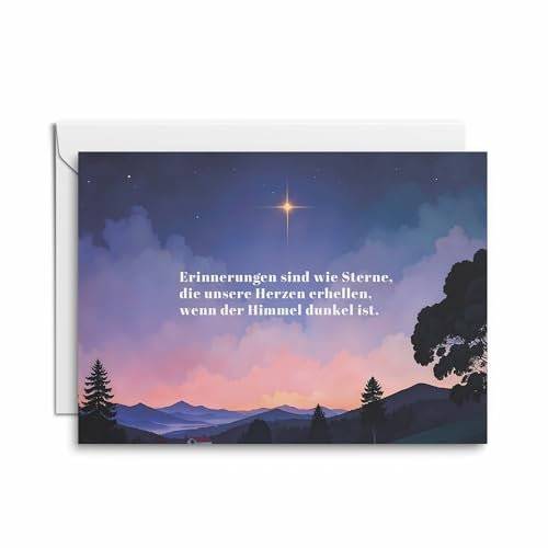 Kartenkaufrausch Einzelkarte mit Sternenhimmel-Motiv – hochwertige Trauerkarte für Andenken, Hoffnung und persönliche Beileidsworte