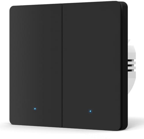 Acmerota Interruptor de pared inteligente (sin neutro, doble balancín, negro) requiere Zigbee 3.0 HUB, Romote/Vioce control de ajuste de tiempo, funciona con Alexa y Google Home