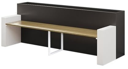 Banc avec jardinière, Grand siège extérieur en bois plastifié avec plante surélevée, décoration rustique de jardin et de cour, roses, herbes, fleurs, terrasse, patio et pergola. Banc de jardin(L160*D7