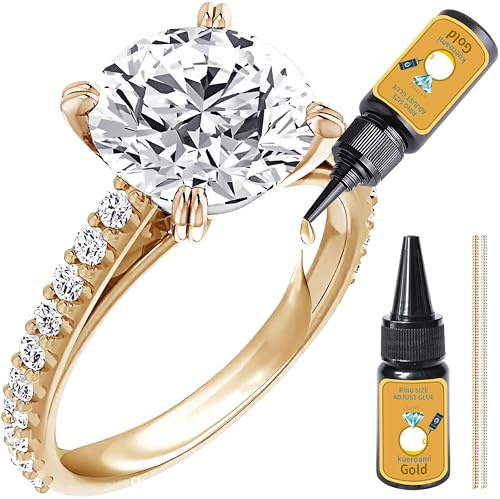 Ringgrößenmesser für lose Ringe, innovativer Ringschutz für lose Ringe, passend für jede Form und Größe, unsichtbarer Ringgrößenversteller, rutscht nicht ab und dreht sich nicht (Golden)