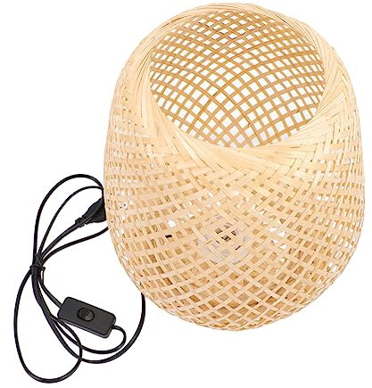 STOBOK Tischlampe Handgewebter Lampenschirm Dekorative LED Tischleuchte Eu Stecker Warmes Licht für Schlafzimmer und Wohnzimmer