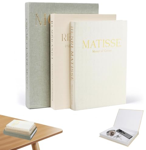 Yabound 3 Stück Deko Bücher für Heimdekor, Dekorative Leinen Buchbox Aufbewahrung mit Magnetverschluss, Gefälschte Dekobücher für Home Wohnkultur Bücherregal Couchtisch Display Regale