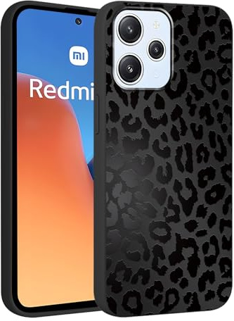 Saqmkil Cover per Xiaomi Redmi 12, Leopardata Disegni Aesthetic Custodia per Ragazze Donne, Sottile Silicone Morbida TPU Antiurto Antigraffio Bumper Protettiva Case per Redmi 12 6,79, Nero 1