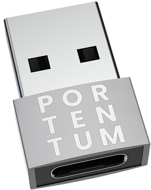 PORTENTUM USB C Female to USB A Male Adapter 2.0 Speed 480MB Premium Zinc Body with High Heat Resistance - USB to Type C Adapter Only 4g